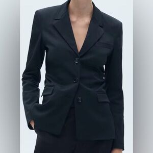 NWT - Mango Sleek Fitted Blazer with Side Ruching & Pockets - XL